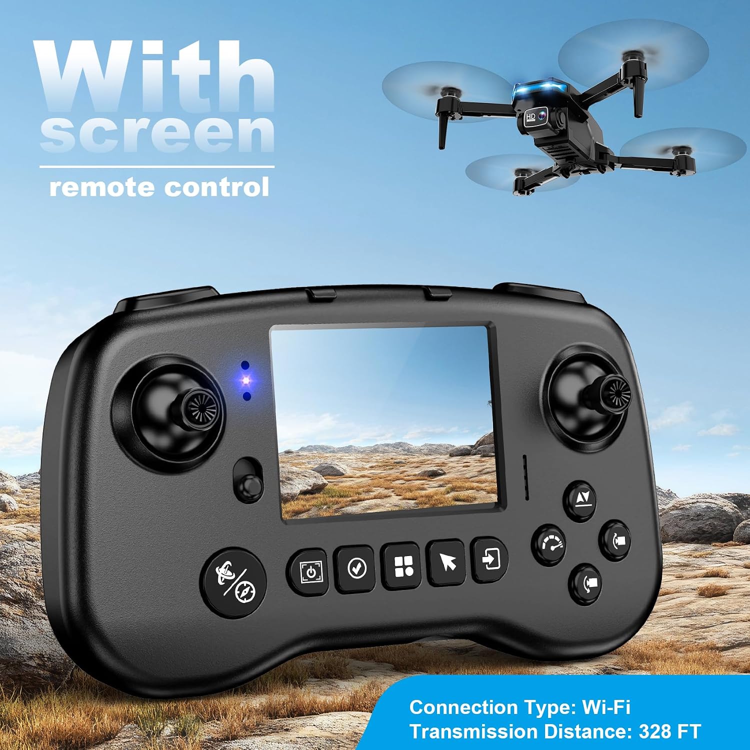 Drone with Camera for Adults, 2K HD FPV Drones with Upgrade Altitude Hold, One-Key Take Off/Landing, Speed Adjustment, Headless Mode, 2 Batteries, Toys Gifts for Teen Boys Girls, Beginner - Image 2