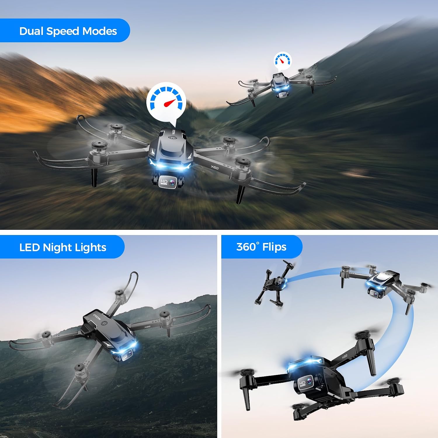Drone with Camera for Adults, 2K HD FPV Drones with Upgrade Altitude Hold, One-Key Take Off/Landing, Speed Adjustment, Headless Mode, 2 Batteries, Toys Gifts for Teen Boys Girls, Beginner - Image 5