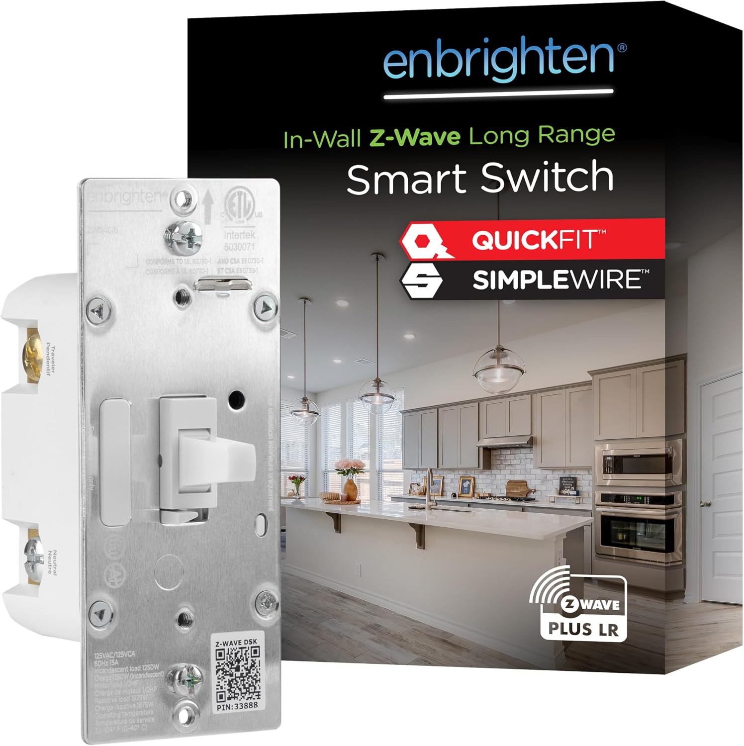 Enbrighten Z-Wave Long Range On/Off Switch, 800 Series, Toggle