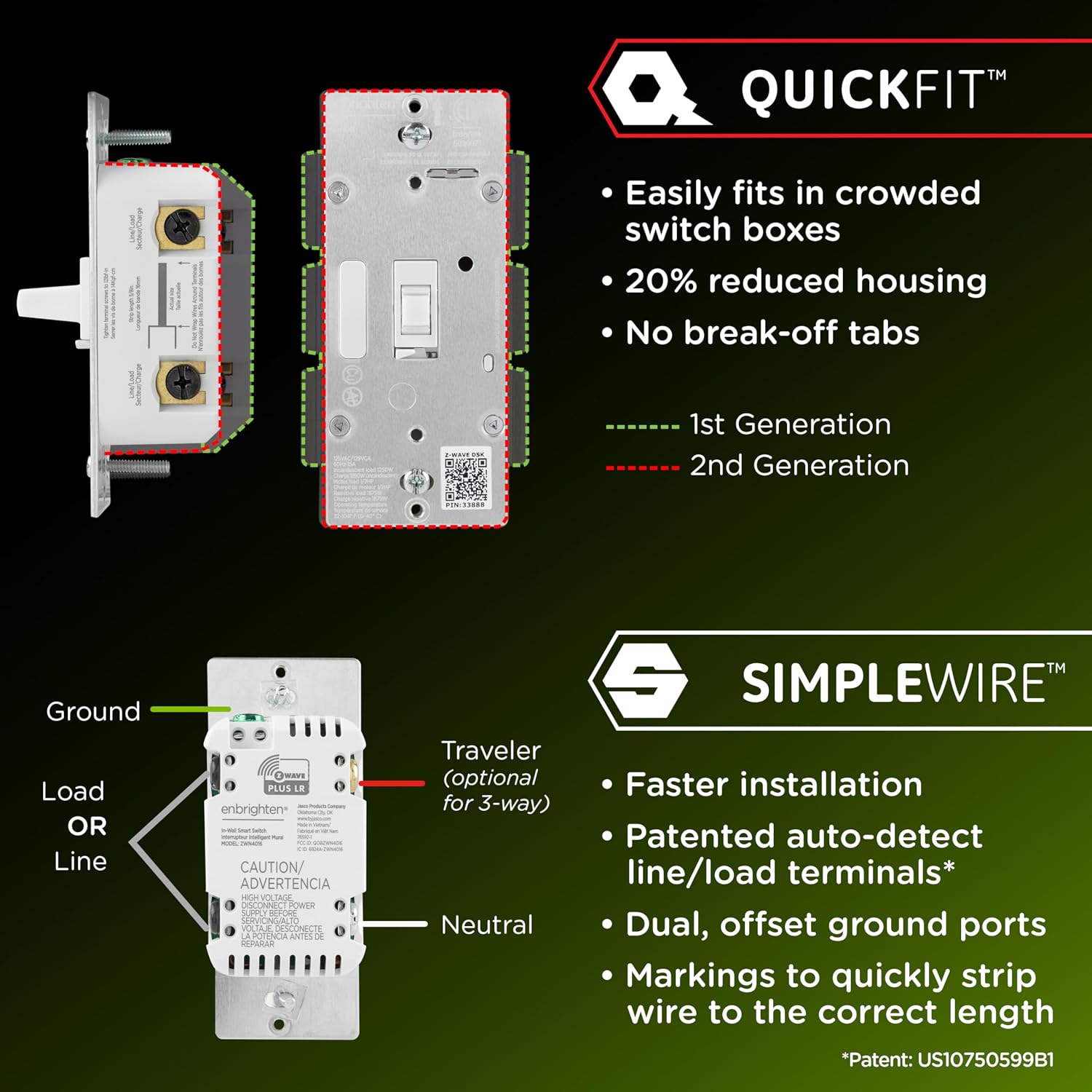 Enbrighten Z-Wave Long Range On/Off Switch, 800 Series, Toggle - Image 2