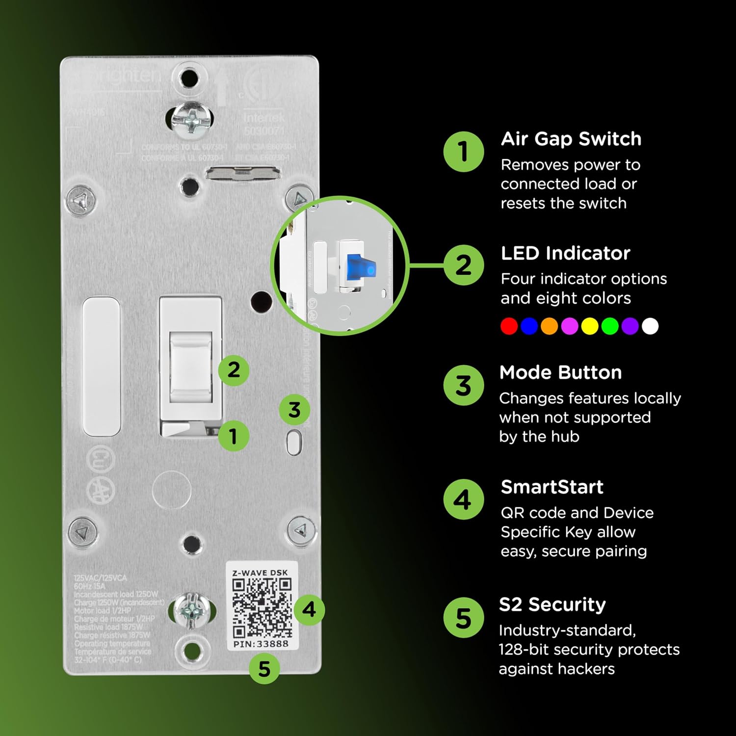 Enbrighten Z-Wave Long Range On/Off Switch, 800 Series, Toggle - Image 4