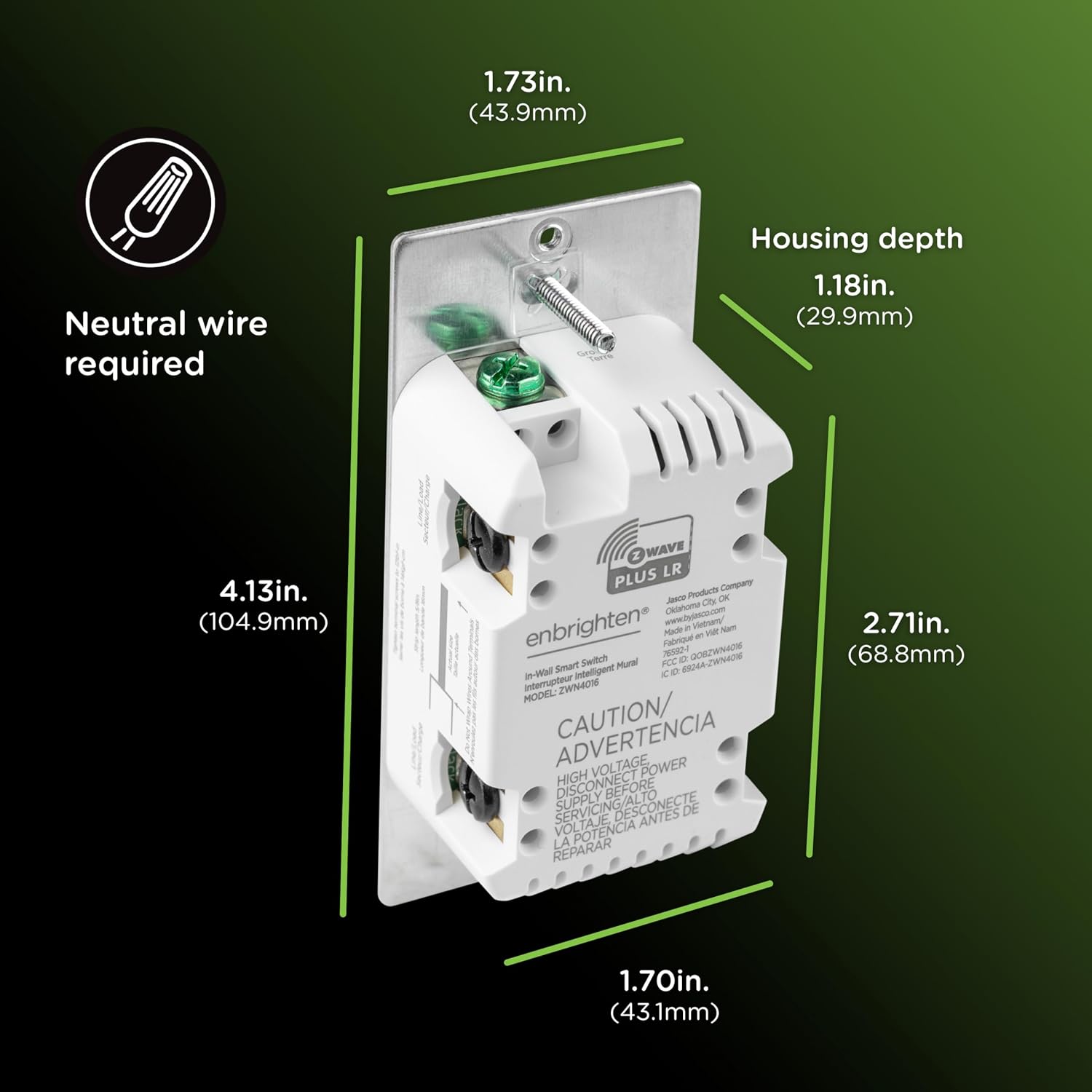 Enbrighten Z-Wave Long Range On/Off Switch, 800 Series, Toggle - Image 6